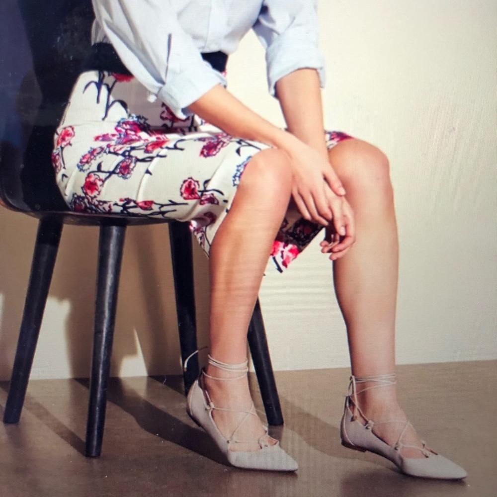 Halogen “Owen” Pointy Toe Lace Up Ghillie Flat